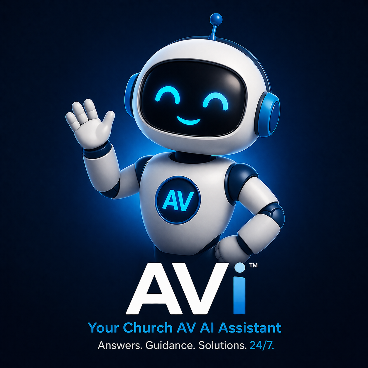 AVi, the Church AV AI assistant mascot